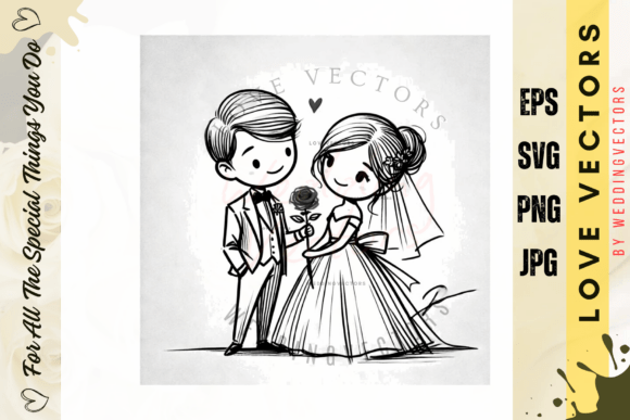 C388: Capturing Nuptial Bliss in Modern Vector Art