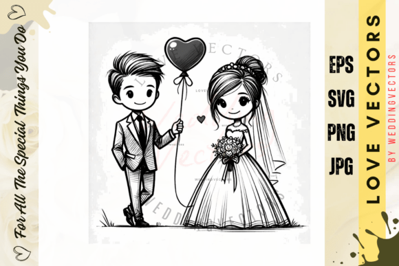 C3914 Love Vectors: Capturing Wedding Bliss in Design