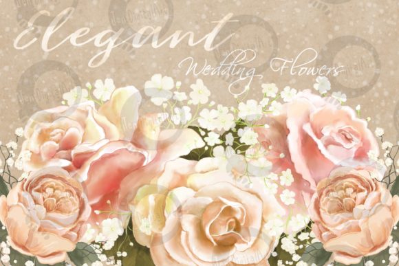 Elegant Wedding Flowers: Digital Art for Invitations & Beyond
