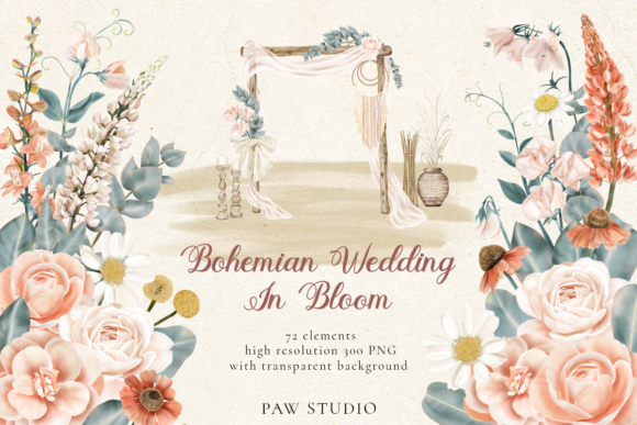 Enchanting Bohemian Wedding Clipart for Your Creative Projects