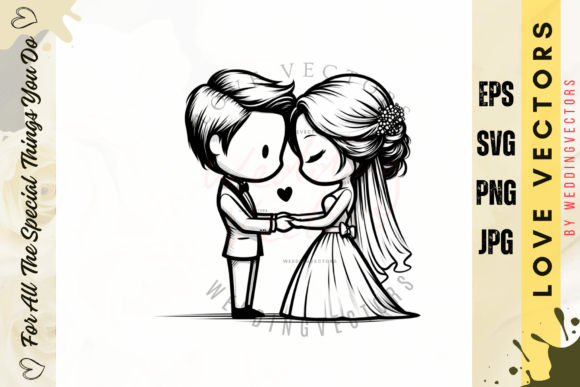 Enchanting Wedding Couple & Love Vectors C3977