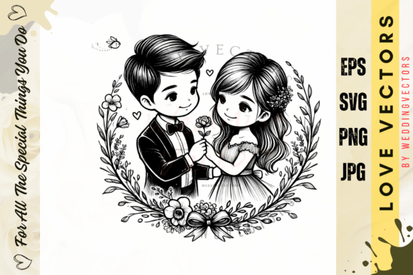 Enchanting Wedding Couple Vectors for Timeless Design
