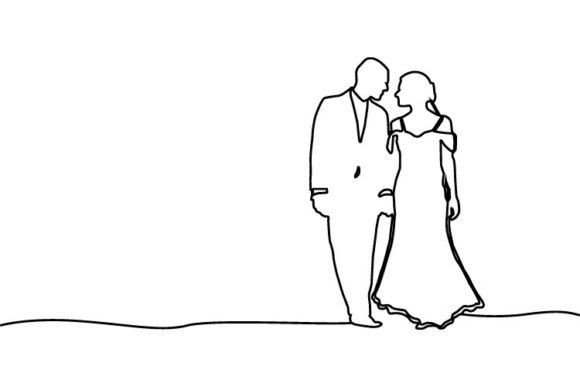 Modern Wedding Design with Abstract Linear Art