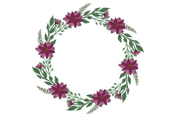 Red Floral Wreath for Wedding Card: A Watercolor Design