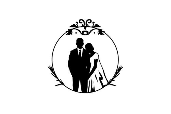 The Elegance of Wedding Silhouette Monogram Illustration
