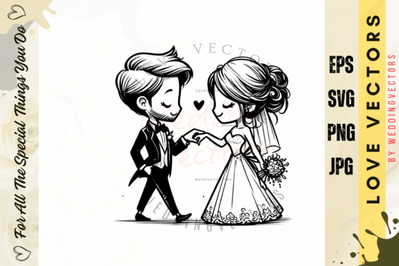 Timeless Romance: Elevating Projects with Wedding Couple and Love Vectors - C3875