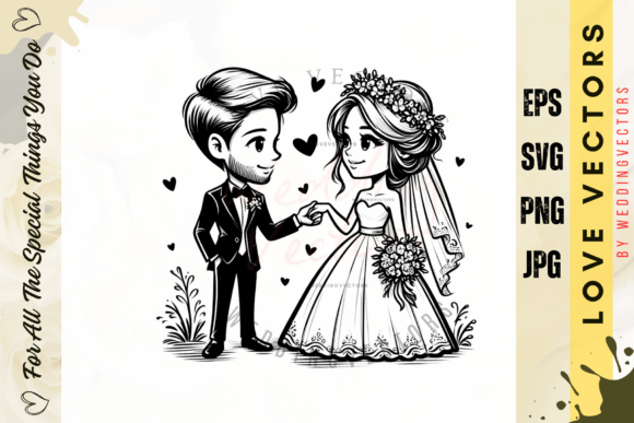 Timeless Romance in Design: Exploring Wedding Couple & Love Vectors C3836