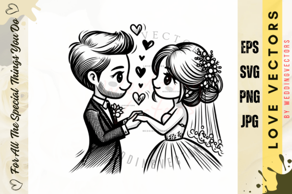 Unleashing Romance: Designing with Wedding Couple and Love Vectors - C3746