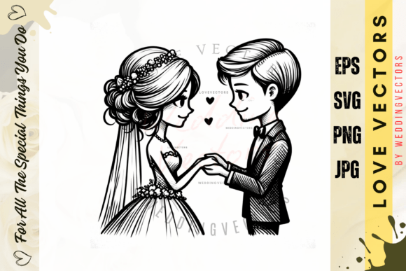 Wedding Couple and Love Vectors - C3774: A Timeless Design Asset