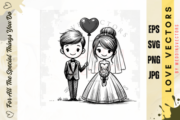 Wedding Couple and Love Vectors: The C3829 Collection