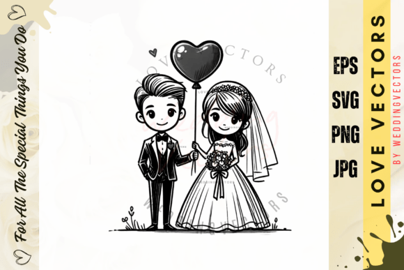 Wedding Couple and Love Vectors: The C3851 Collection