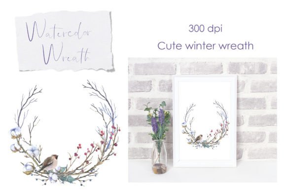 Winter Wreath Png: Watercolor Wedding Elegance for Your Projects